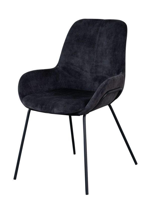 chaise en velours anthracite livingston - Chaise en velours anthracite Livingston