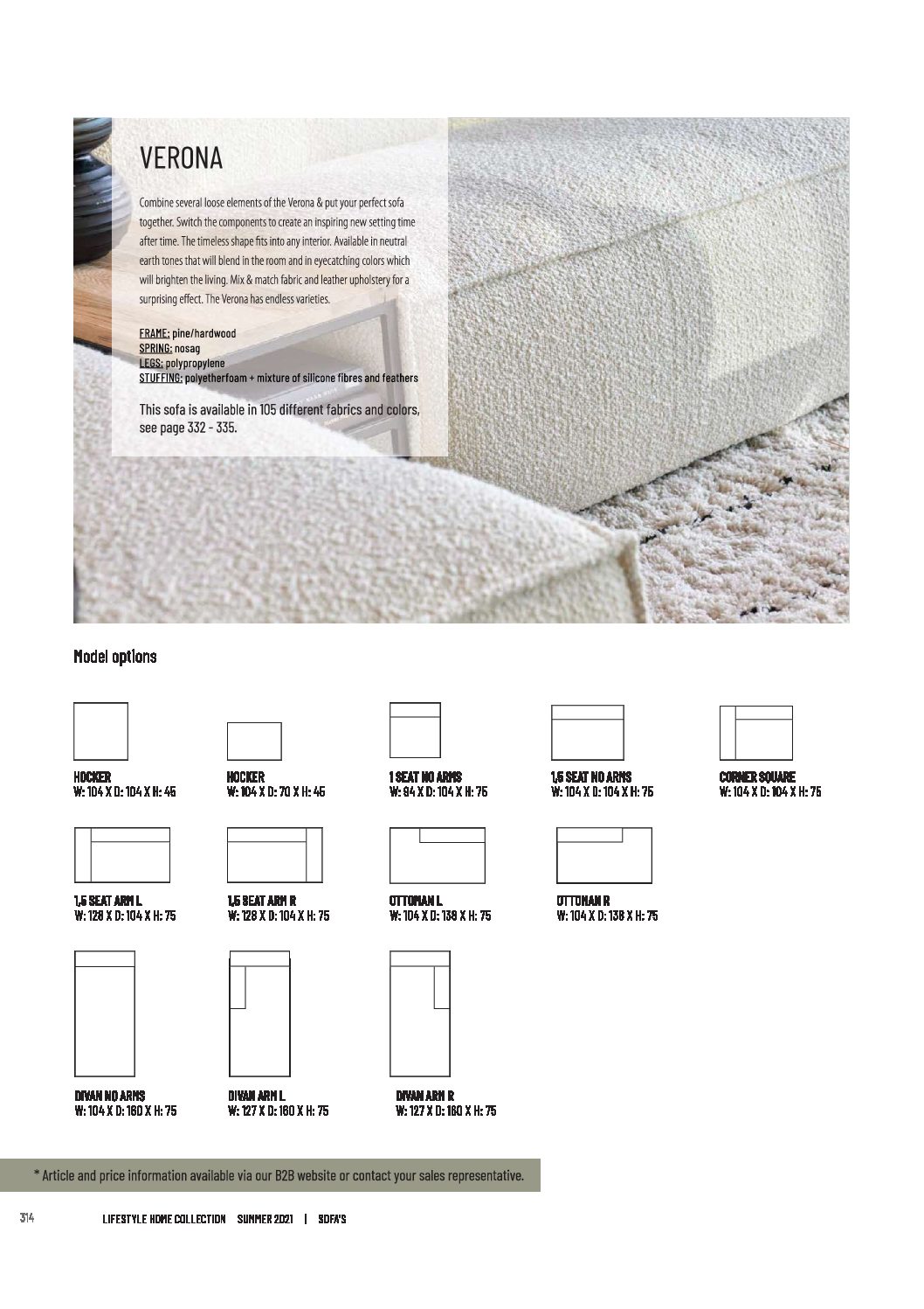 Verona skisse 11 pdf - Canapé modulable Verone Tissu luno