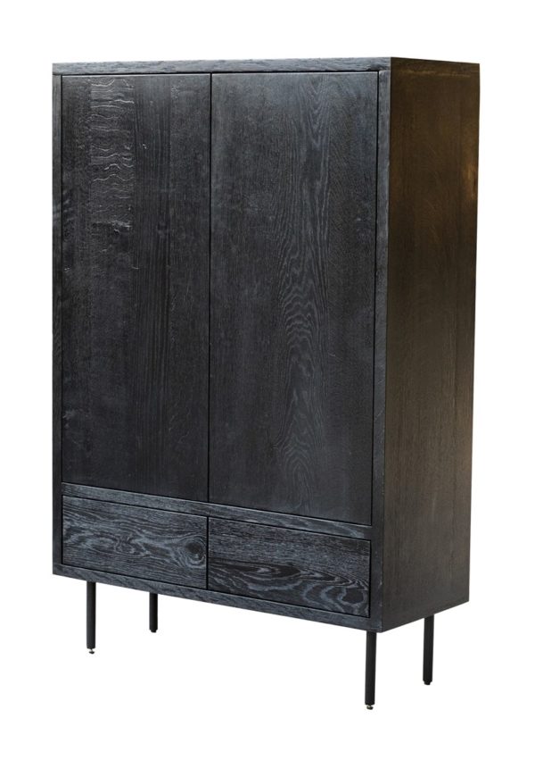 147573 130708 - Armoire 2 Portes Noir Stratton