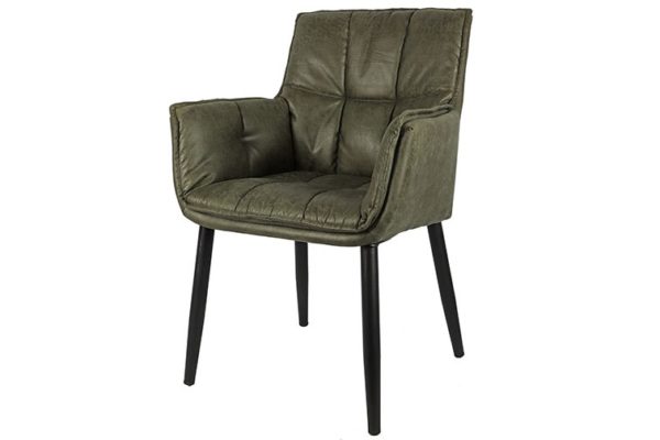 chaise avec accoudoirs Olive eton - Chaise avec accoudoirs Vert olive Eton-Lot
