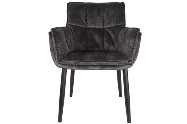 chaise avec accoudoirs velours gris eton 3 - Chaise accoudoirs velours gris Eton - Lot