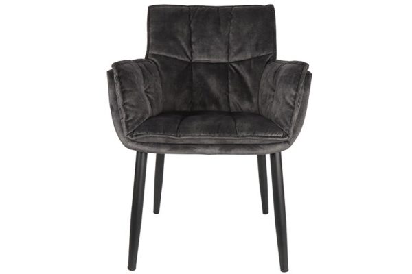 Chaise accoudoirs velours gris Eton  - Lot – Image 2