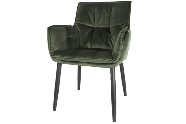 chaise avec accoudoirs velours vert eton 1 - Chaise accoudoirs velours vert Eton - Lot