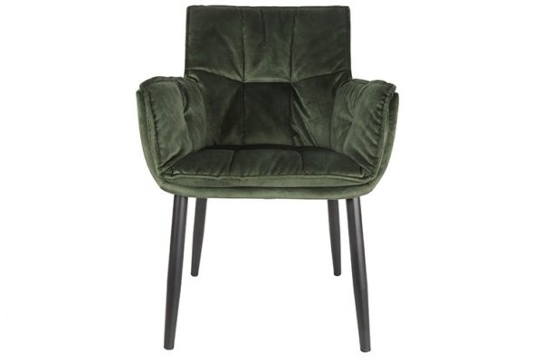 chaise avec accoudoirs velours vert eton 2 - Chaise accoudoirs velours vert Eton - Lot