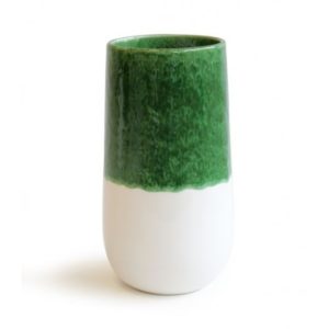 steppe vase en ceramique blanc et vert h23 - Nouveaux produits