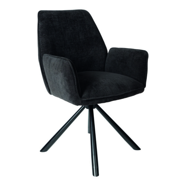 chaise pivotante vicky noir - Chaise Rotative Vicky Noir PTMD- Lot de 2