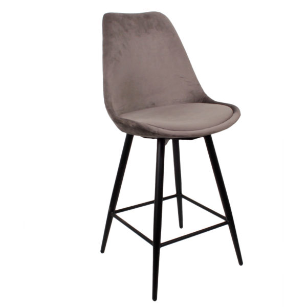 Chaise Ilot cuisine velours gris foncé Leaf-Lot