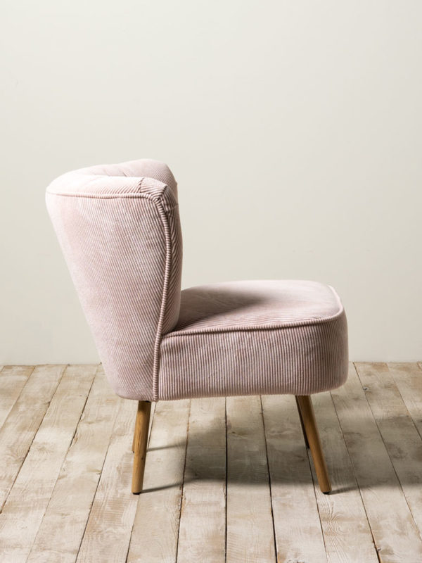 Fauteuil velours côtelé rose Horner – Image 3