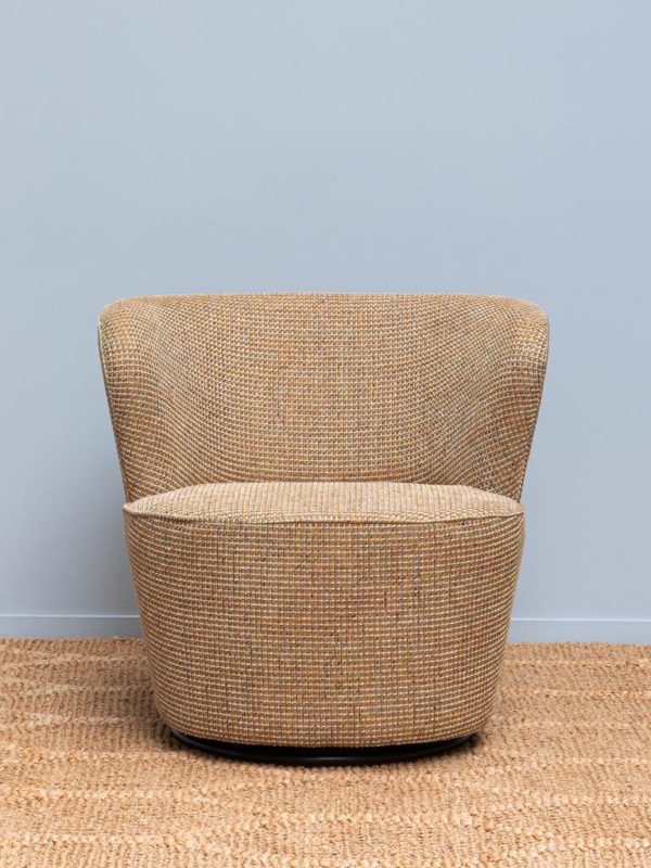 Fauteuil rotatif Tweed beige et or 2 - Fauteuil rotatif Tweed beige et or