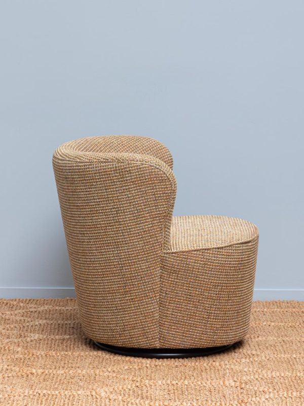 Fauteuil rotatif Tweed beige et or 3 - Fauteuil rotatif Tweed beige et or