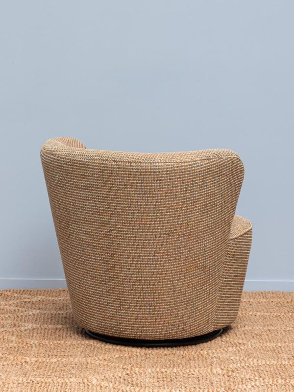 Fauteuil rotatif Tweed beige et or 4 - Fauteuil rotatif Tweed beige et or