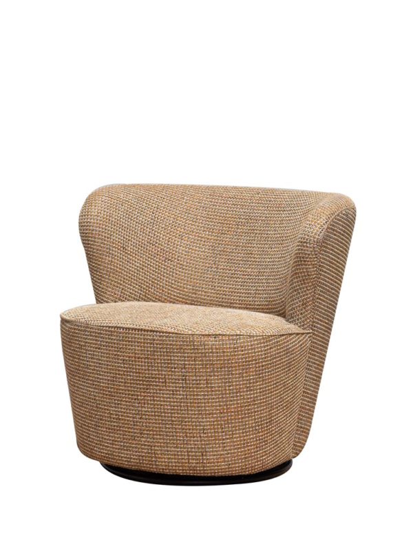 Fauteuil rotatif Tweed beige et or - Fauteuil rotatif Tweed beige et or