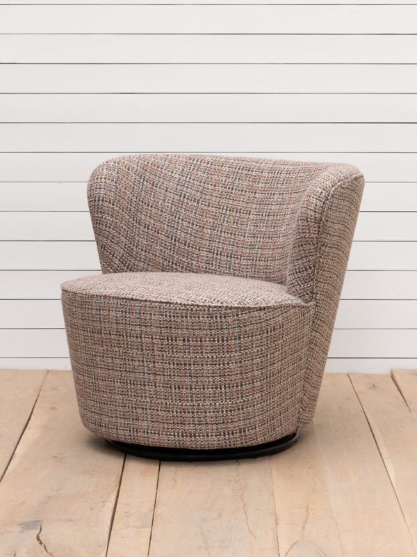 Fauteuil rotatif Tweed gris rose et argent 1 - Fauteuil rotatif Tweed gris rose et argent