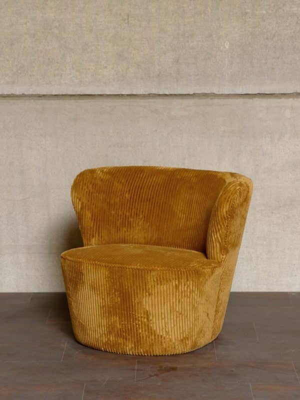 Fauteuil velours côtelé marron clair Dandy – Image 2