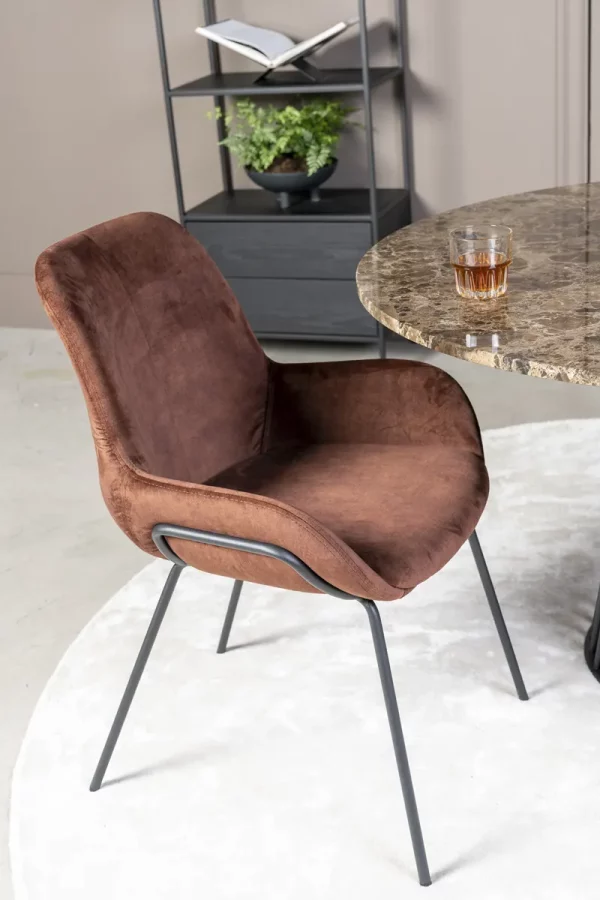 Chaise de salle à manger en velours Tabacco Livingston – Image 3
