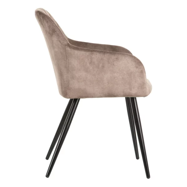 600048 02 - Chaise velours Taupe Madrid-Lot de 2