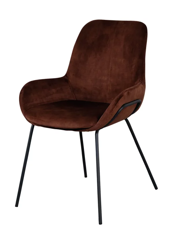 chaise livingston tabacco - Chaise de salle à manger en velours Tabacco Livingston