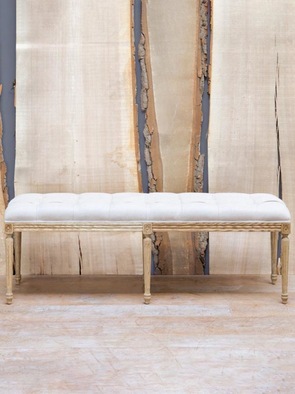 Banquette avec clous lin beige - Banquette lin beige Chehoma