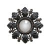 Miroir convexe feuilles noires et fleurs