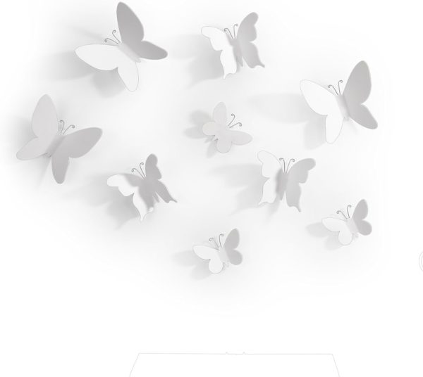 papillons blanc mariposa umbra 1 - Décoration Murale Papillons blancs Mariposa UMBRA - lot de 9