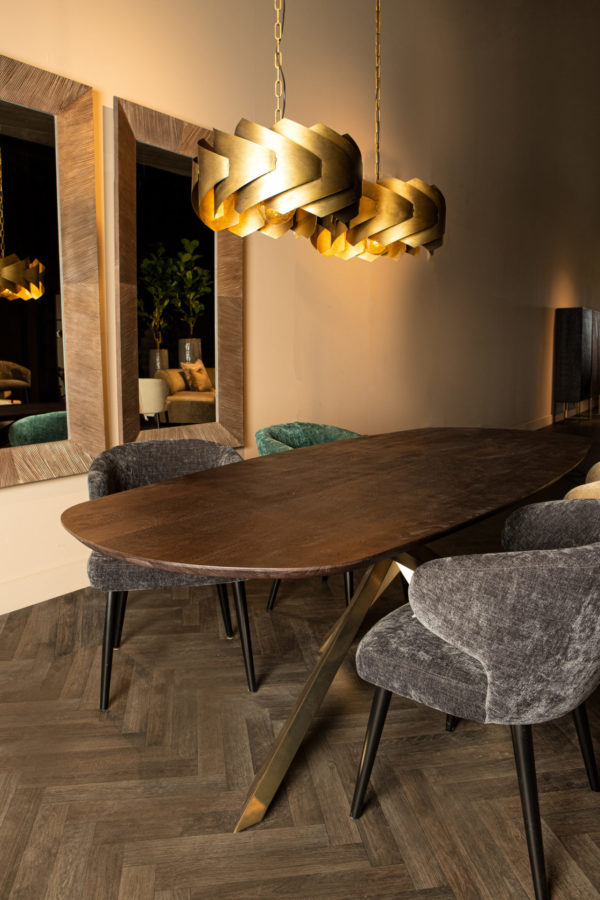Table à manger Alore ovale brun doré 280 cm – Image 5