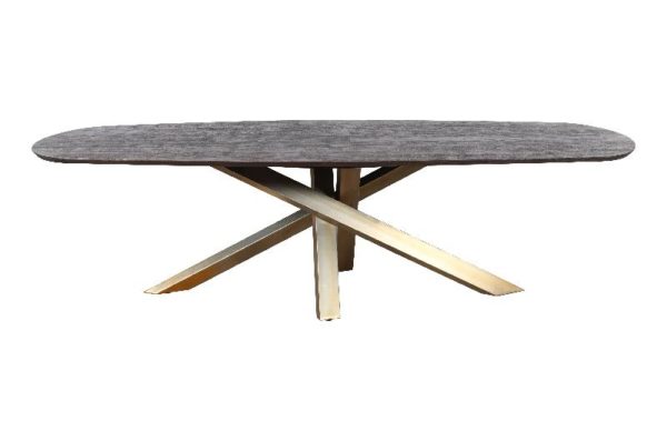 Table à manger Alore ovale brun doré 280 cm – Image 6