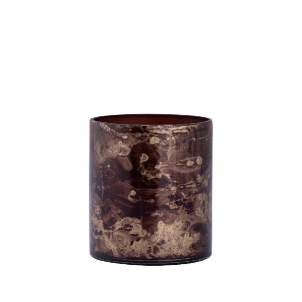 Photophore en verre marron marbré