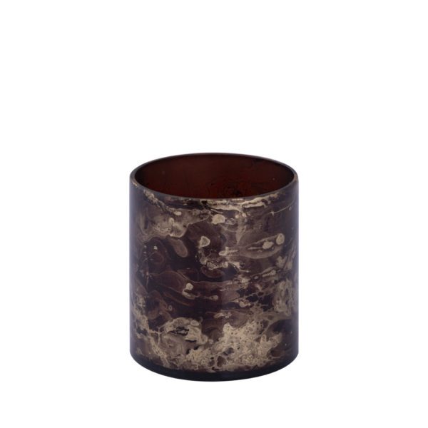 Photophore en verre marron marbré – Image 2