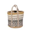 Panier rond en jute jaune et vert