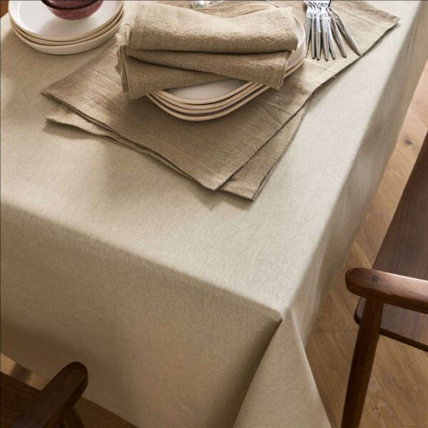 Nappe enduite beige 150 x 150 cm lino – Image 2
