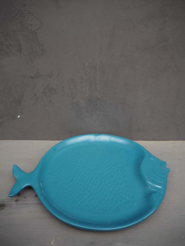 Plat rond poisson bleu 2 large - Plat rond poisson bleu