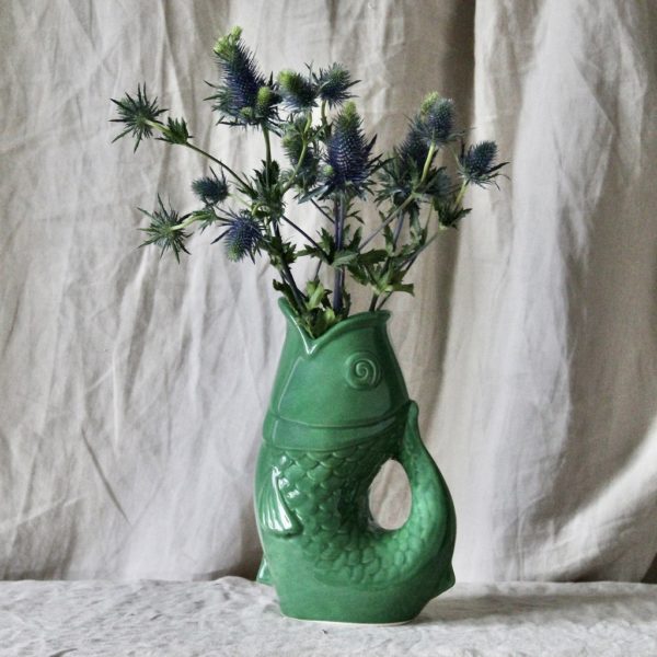 vase pichet vert 2 - Vase Pichet Poisson Céramique Grand Modèle