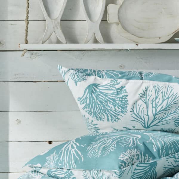 parure de lit 220x240 coton korail bleu 1 - Parure de lit 220X240 Corail Beach House