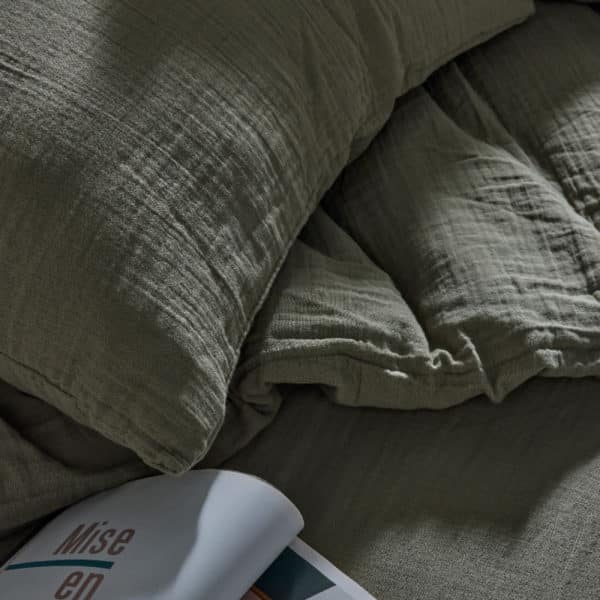 Parure de lit 220X240 Gaze de coton Sauge – Image 2