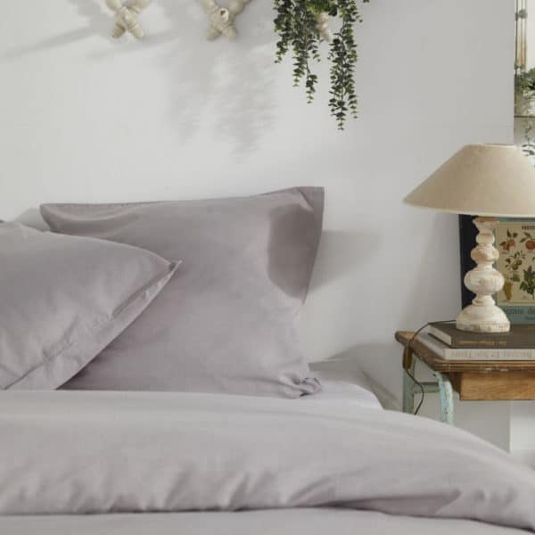Parure de lit 220X240 gris clair Chambray Constance – Image 3