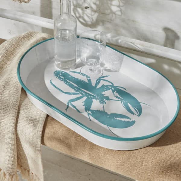 plateau metal homard xl beach house - Plateau métal blanc Homard bleu Beach House