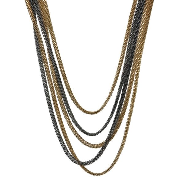 Collier sautoir doré en maille multi-rangs Hannah