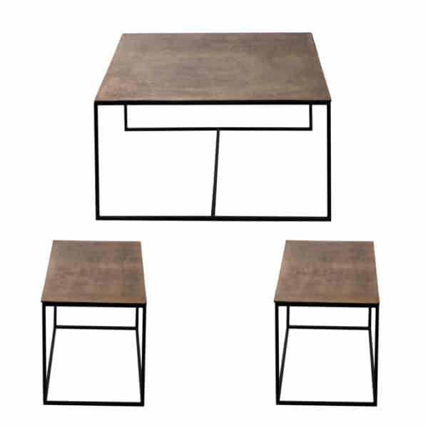 Tables basses Métal Or vieilli Set de 3