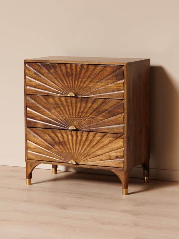 Commode 3 tiroirs sculptés Soléar