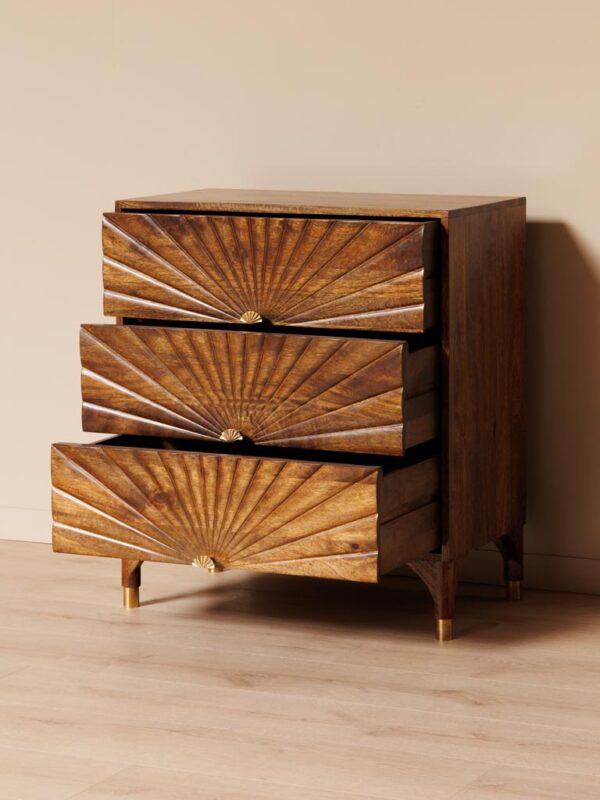 Commode 3 tiroirs sculptés Soléar – Image 3