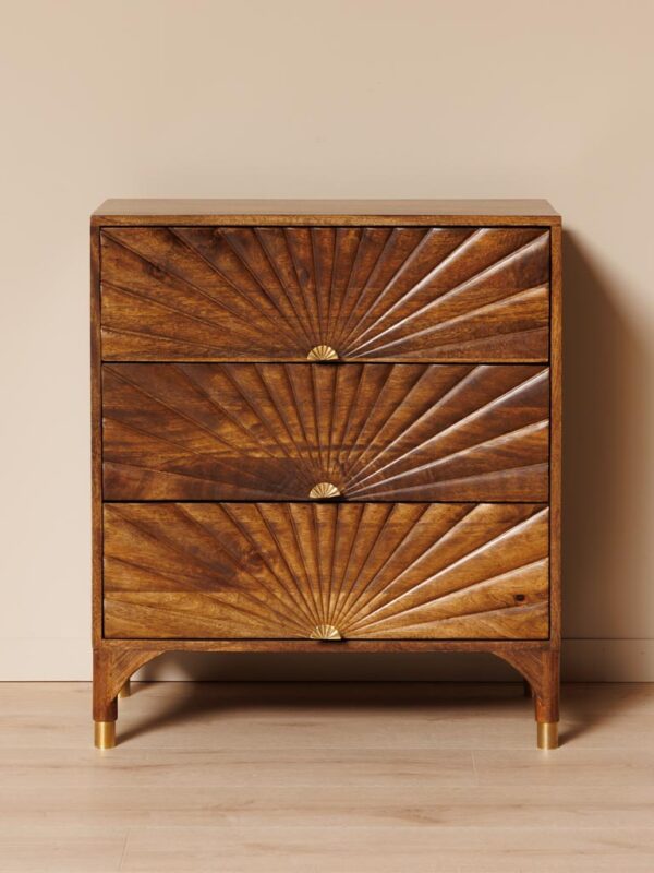 Commode 3 tiroirs sculptés Soléar – Image 5