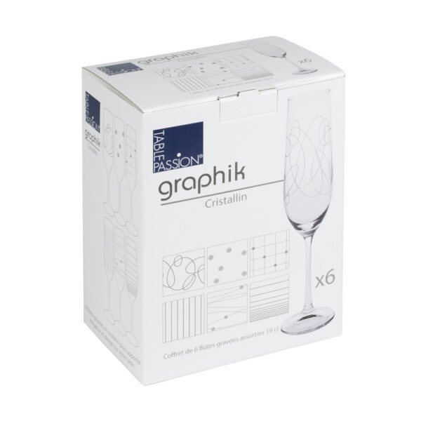 Coffret de 6 flûtes à champagne Graphik 19 cl – Image 2