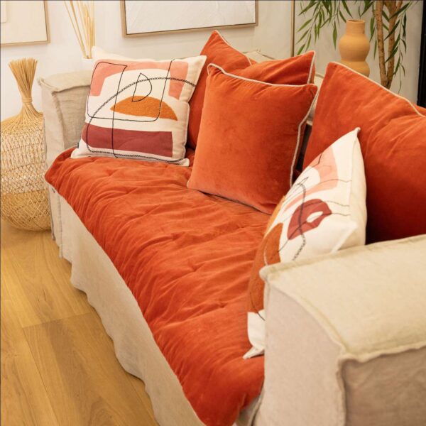 coussin plaid jaipur brique