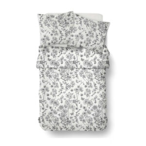 Parure de lit 220X240 florale noir et blanc